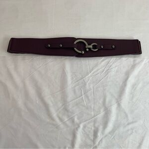 Purple Wide Stretch Waist Belt with Silver O-Ring Buckle